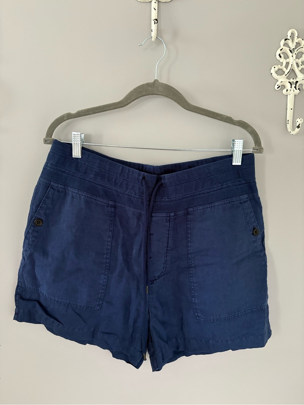 James Perse Navy Drawstring Pocket Bermuda Shorts